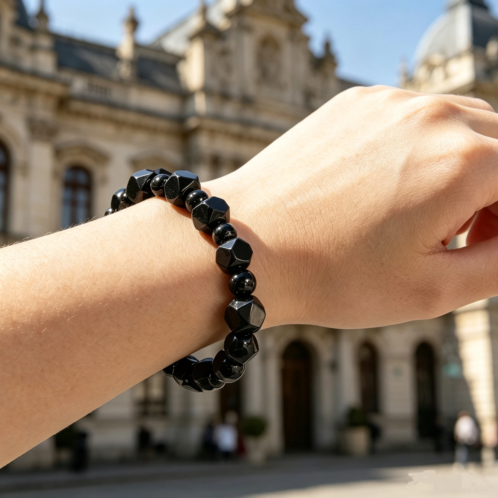 Natural Stone Men's Hematite Charm Bracelet  Cube Beads Black For Vigour Strength Protection And Grounding Jewelry New