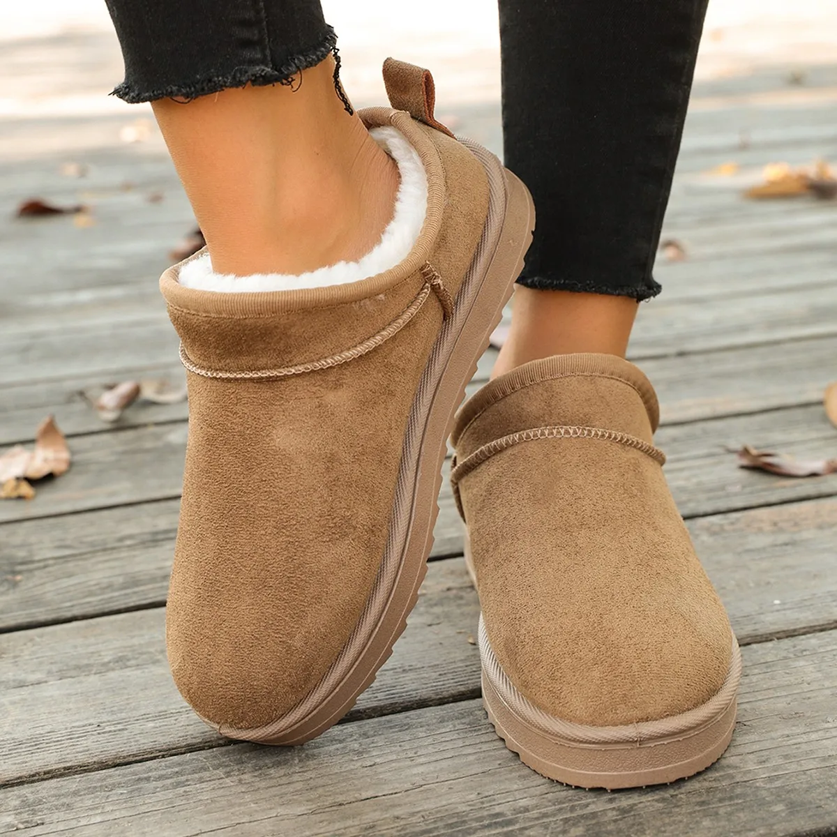 Plus-size Thick-soled Snow Boots, New Casual Style, Fleece-lined and Extra Thick, Slip-on Thick-soled Cotton Boots