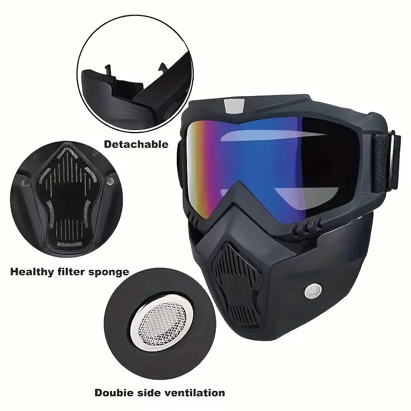 1 piece of detachable mask goggles outdoor sports glasses suitable for driving cycling and outdoor activities