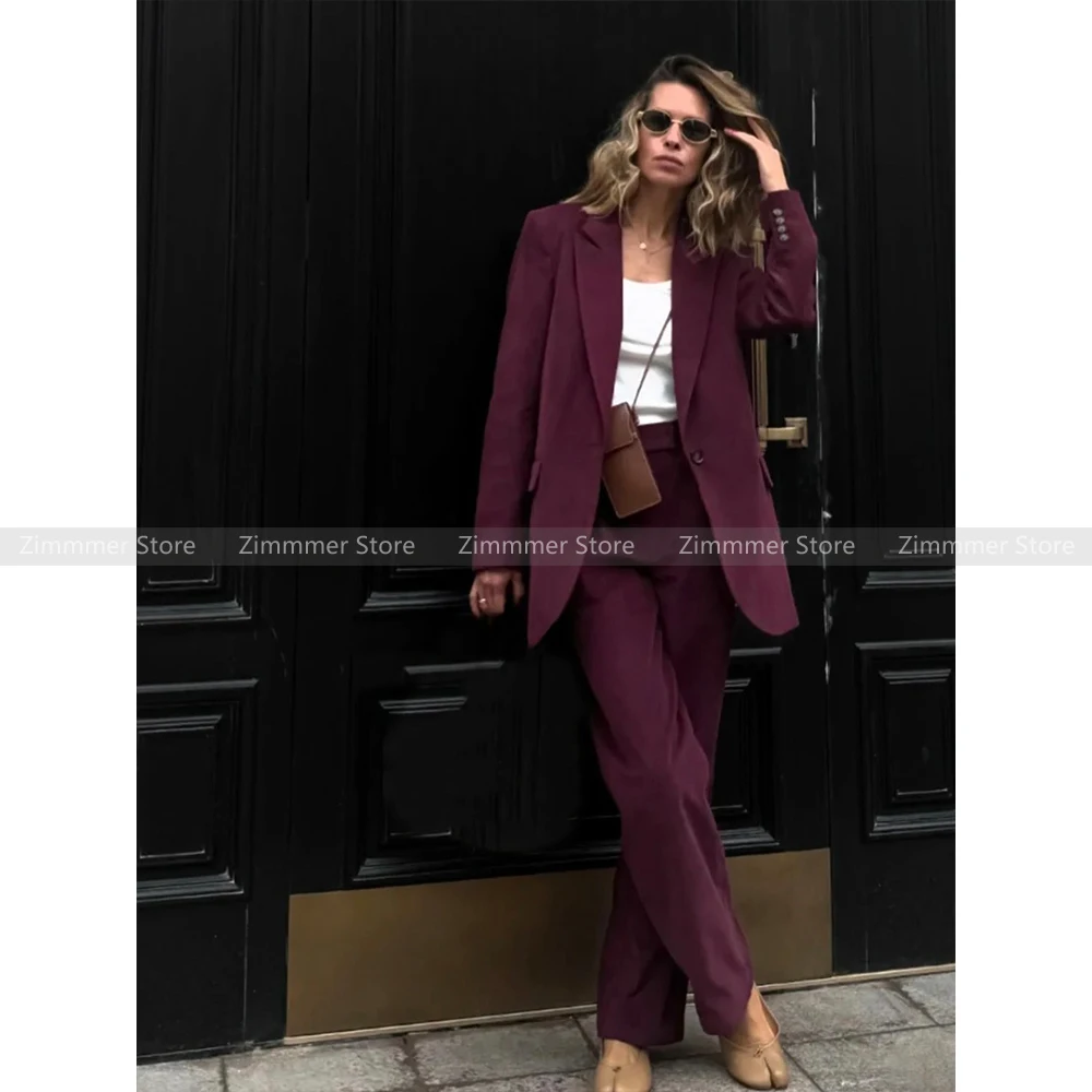 

Niche 24 autumn and winter new temperament wool blend high-end professional suit jacket + high-waisted casual trousers suit