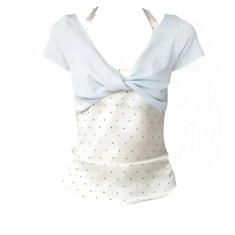 Hit Color Polka Dot Women's T-shirts Short Sleeve Ropa mujer Summer Roupas Feminina Halter Women T Shirts Y2k 2000s Clothes