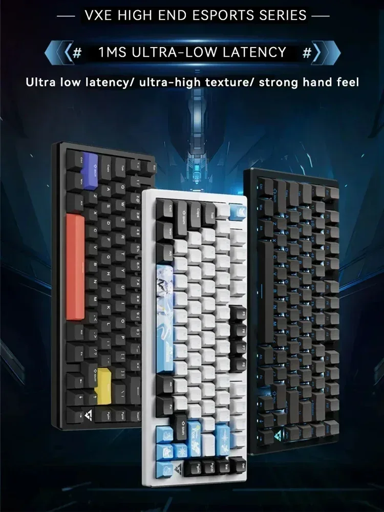 Atkvxe V75x/k Mechanical Keyboard Low-delay Hot-plug Pad Keyboard 2.4g Wireless Bluetooth Three-mode Wired Ergonomics Keyboard