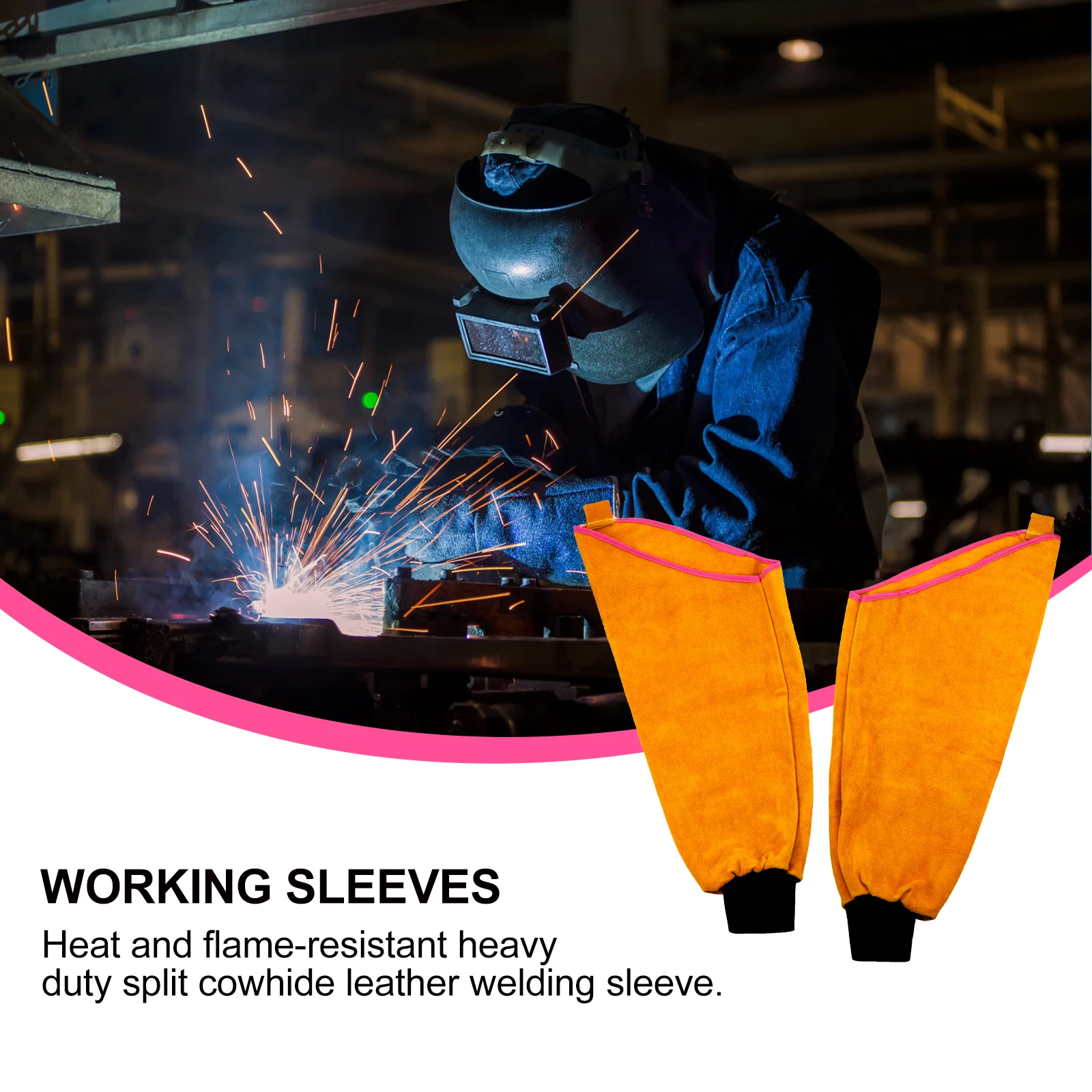 

Heat Resistant Welding Arm Sleeves Heavy Duty Split Cowhide Long Working Protection Gloves