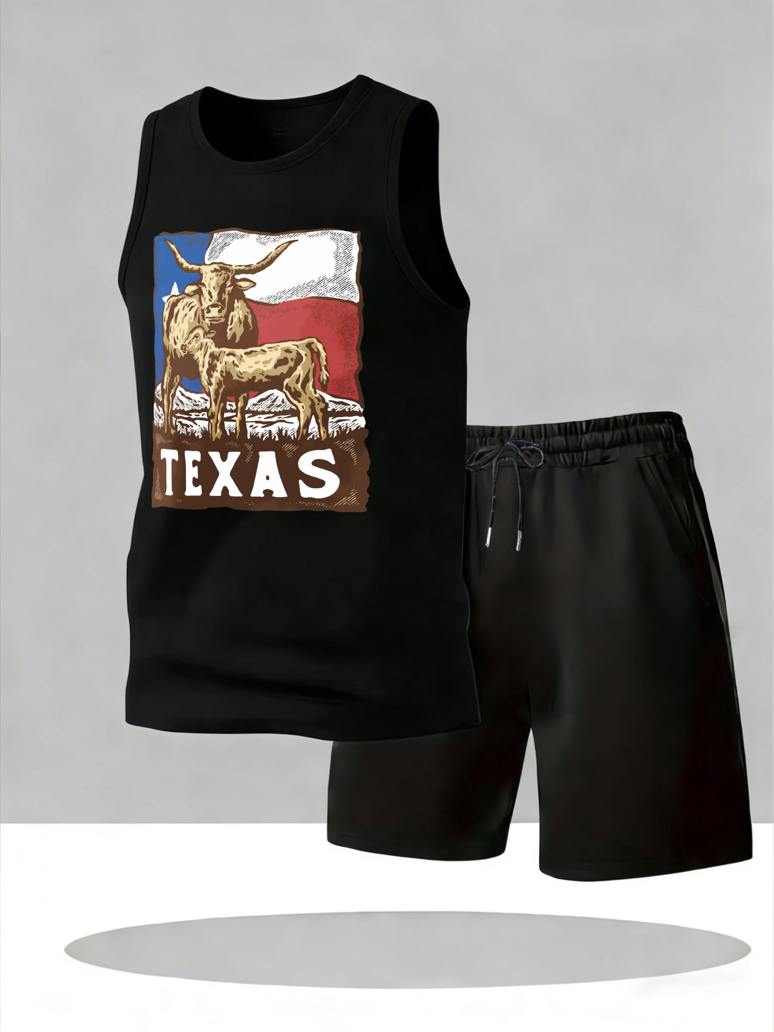 Men's Tank Top Sets 2026 Summer Quick drying oversize Old money man crewneck running two-piece set seaside Breathable sports