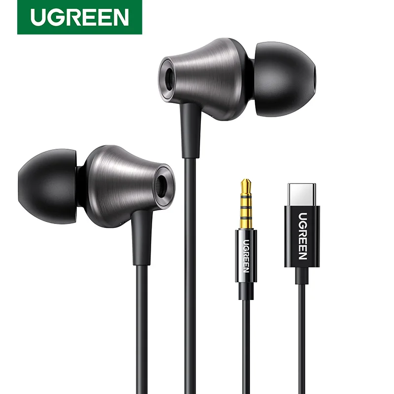 Fones de ouvido com fio UGREEN-Type C com microfone, fones de ouvido, hifi estéreo, 3,5mm, USB, a maioria dos fones de ouvido