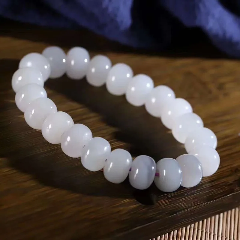 

Natural Hetian Qinghai Old Material Purple Bead Round Jade Bracelet