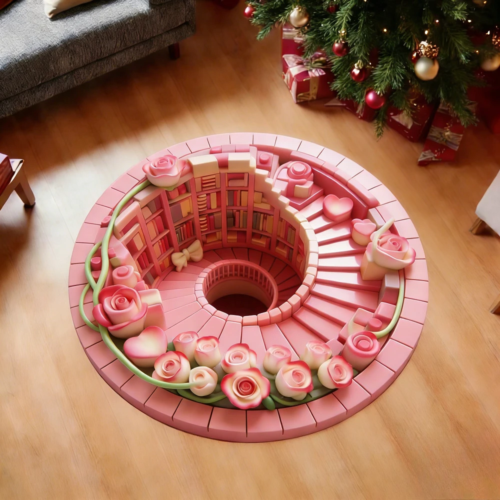 Pink Rose Love Pattern Non-slip Soft Floor Mat Easy To Clean Rug for Home Living Room Gym Workout Area Vacation House Carpet Pad