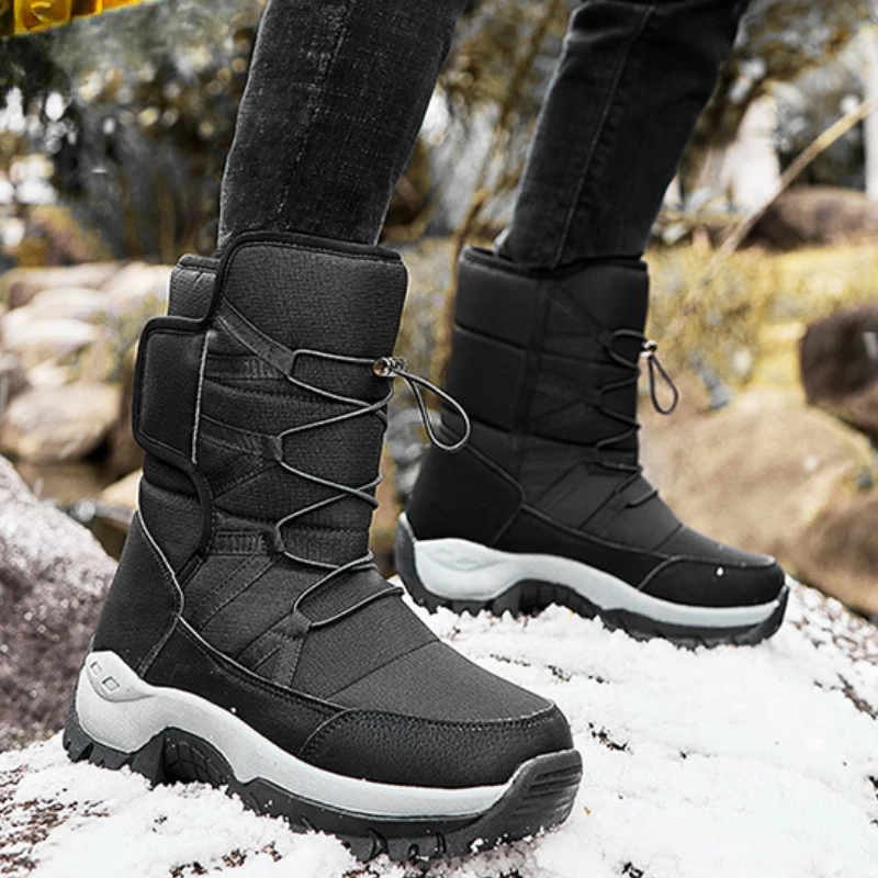 

Men's Antarctic Snow Boots, Waterproof and Non-Slip, High-Top Outdoor Boots with Thick Fleece, Hiking in Cold Weather, Winter