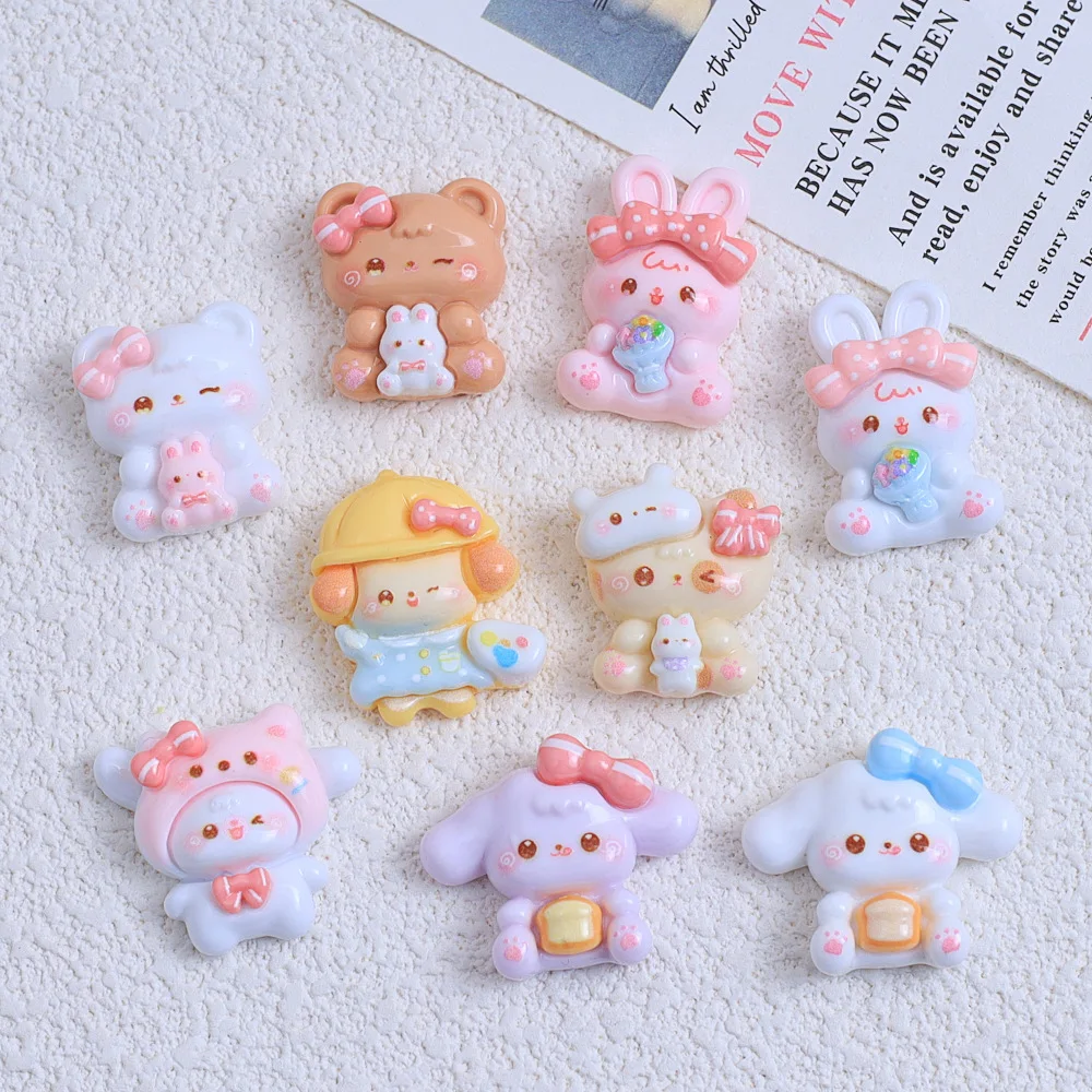 50 Kawaii Flatback Resin Cartoon Bowknot Animal Scrapbook Diy Jewellery Hairpin Accessories Decorate Craft