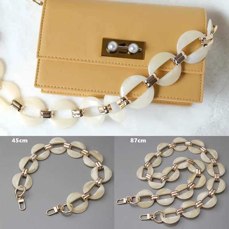 Woman Bag Accessory Detachable Replacement Chain New Fashion Green Beige Acrylic Metal Luxury Strap Women Shoulder Clutch Chain