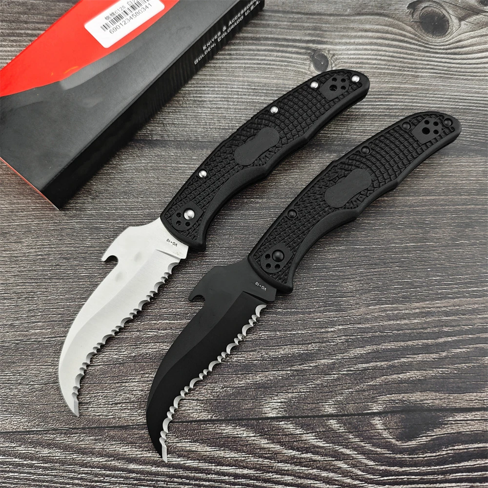 C12S Serrated Blade Tactical Cutter Knife D2 Steel Blade Nylon Fiber Handles Excellent Outdoor EDC Hunting Cutting Hiking Tool