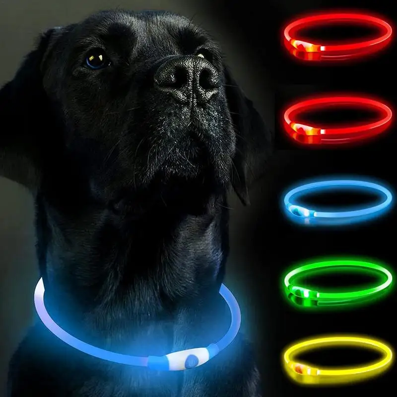 LED Dog Collar Lighted Pet Necklace For Night Puppy Collar High Visibility At Night To Safety Warning Animal Night Walking