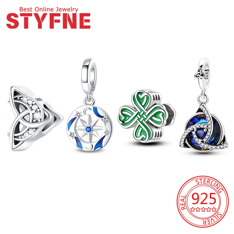 

925 Sterling Silver Celtic Knot Charm for Bracelet 925 Sterling Silver Bead Jewelry Charm for Woman Making Fine Jewelry Gift