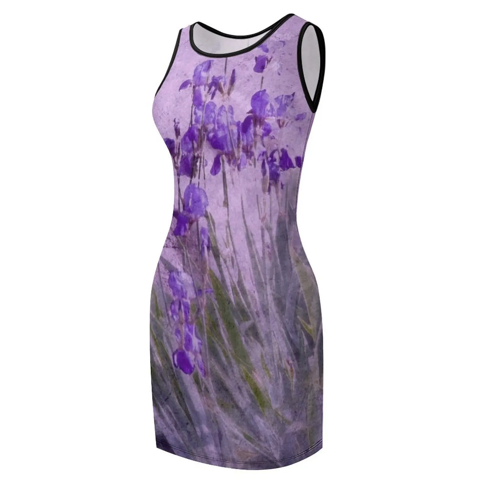 Purple Irises Sleeveless Sundress women evening dress party dresses women Clothing female sensual sexy dress for women