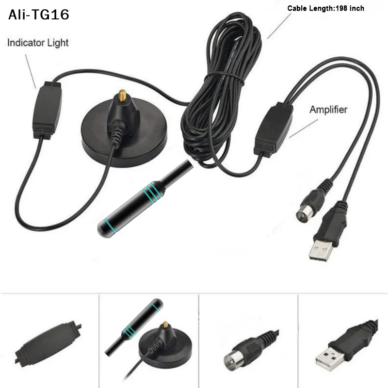 【ReA】Digital TV Antenna With Signal Amplifier 480+ Miles Indoor Outdoor Antenna Magnetic Base VHF UHF Digital Aerial