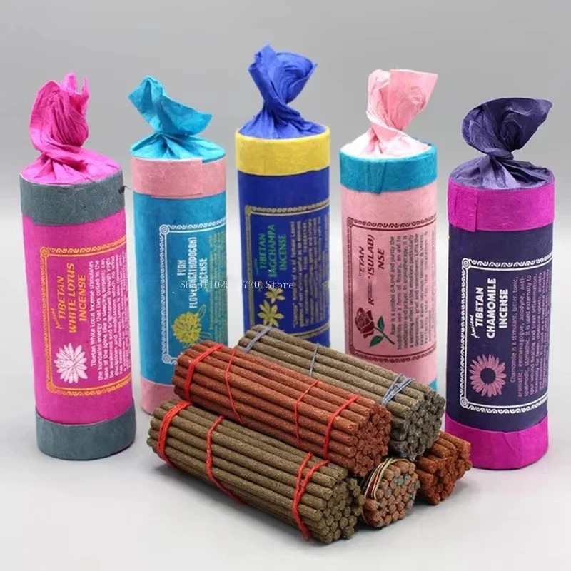 30PCS Handmade Tibetan Stick Incense Natural Nepalese Incense with Incense Stick Holder Cedar Wood Spirit Healing