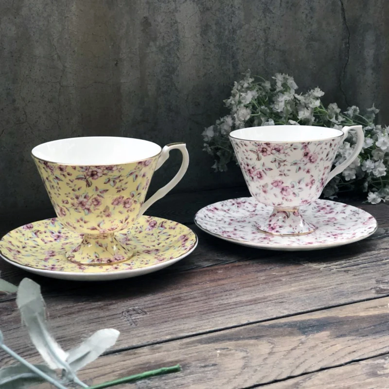 Flower Bone China Royal Traditional Chinese Tea Cups Black Tea American Coffee Home Cups Utensil Reusable Canecas Home Drinkware