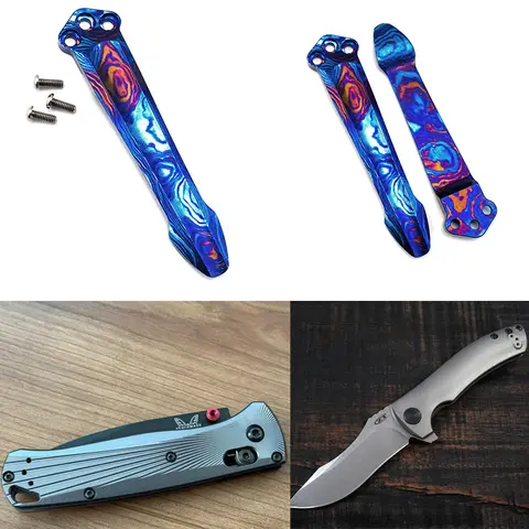 CNC Roasted Blue Timascus Knife Damascus Titanium Pocket Clamp Clip for Benchmade Griptillian 511 Bugout Bailout 580 Emerson CQC