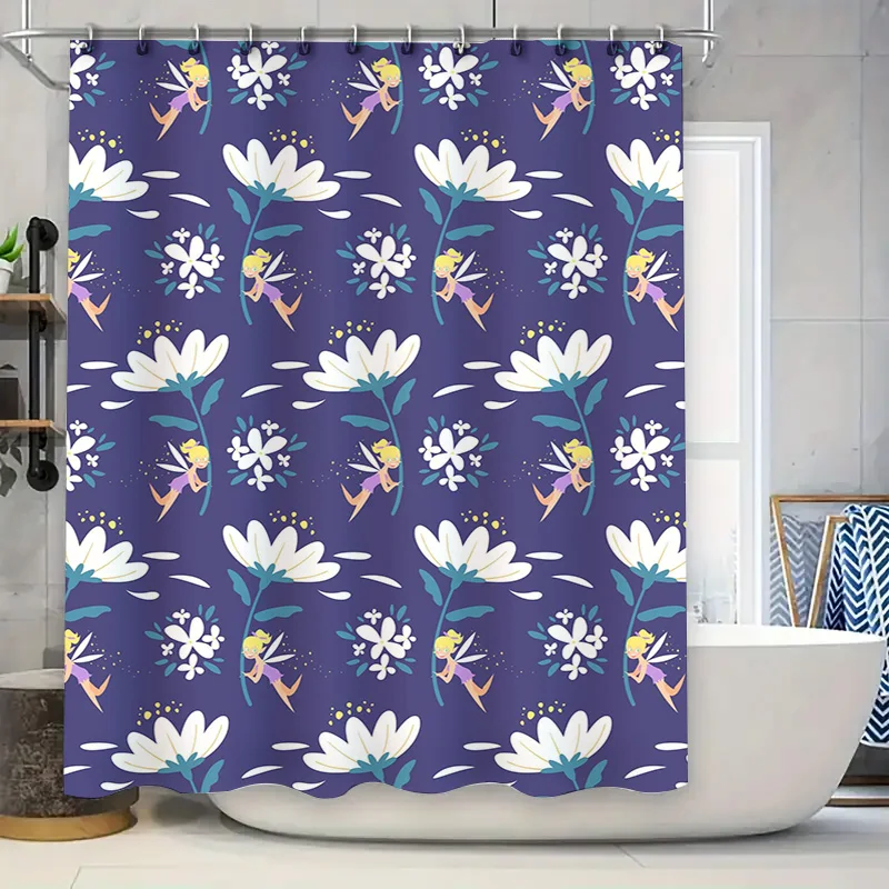 

Purple Floral Shower Curtain with Fairy Tale Pattern for Bathroom Decor Waterproof, Non-toxic Fabric, Quick-dry Easy Cleaning Pe