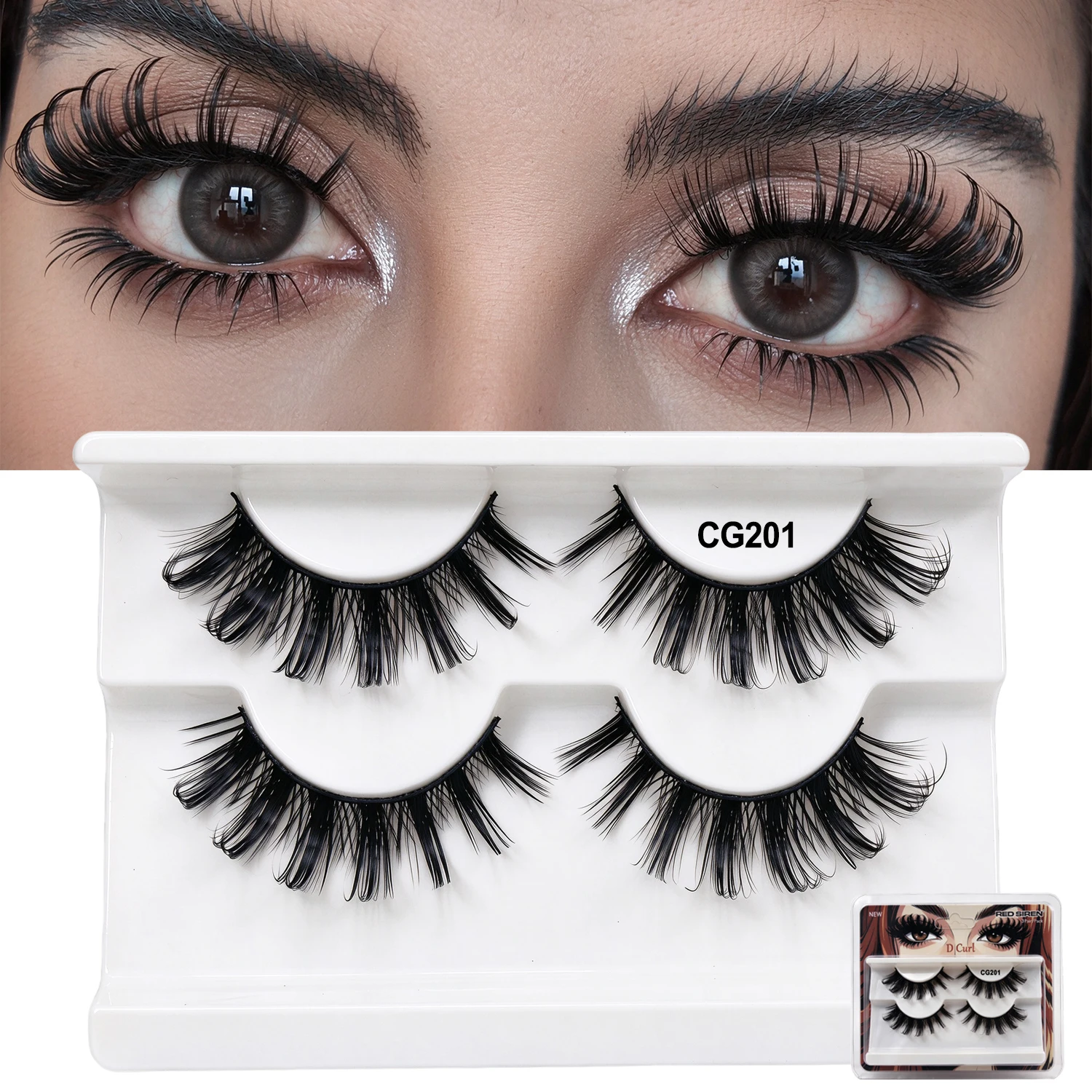 2 Pairs D Curl Fluffy Faux Mink False Eyelashes Dramatic Volume Russian Strip Lashes Reusable Handmade Eye Makeup Lashes