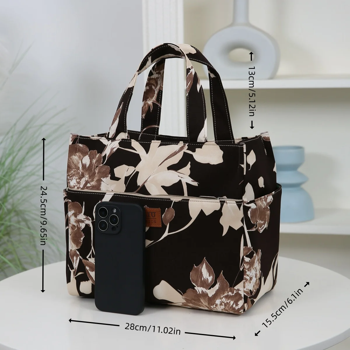 سعة كبيرة، قماش سميك، حقيبة حمل، نمط الأزهار، حقيبة متنوعة، حقيبة تسوق، حقيبة حمل مربعة متعددة الوظائف #2