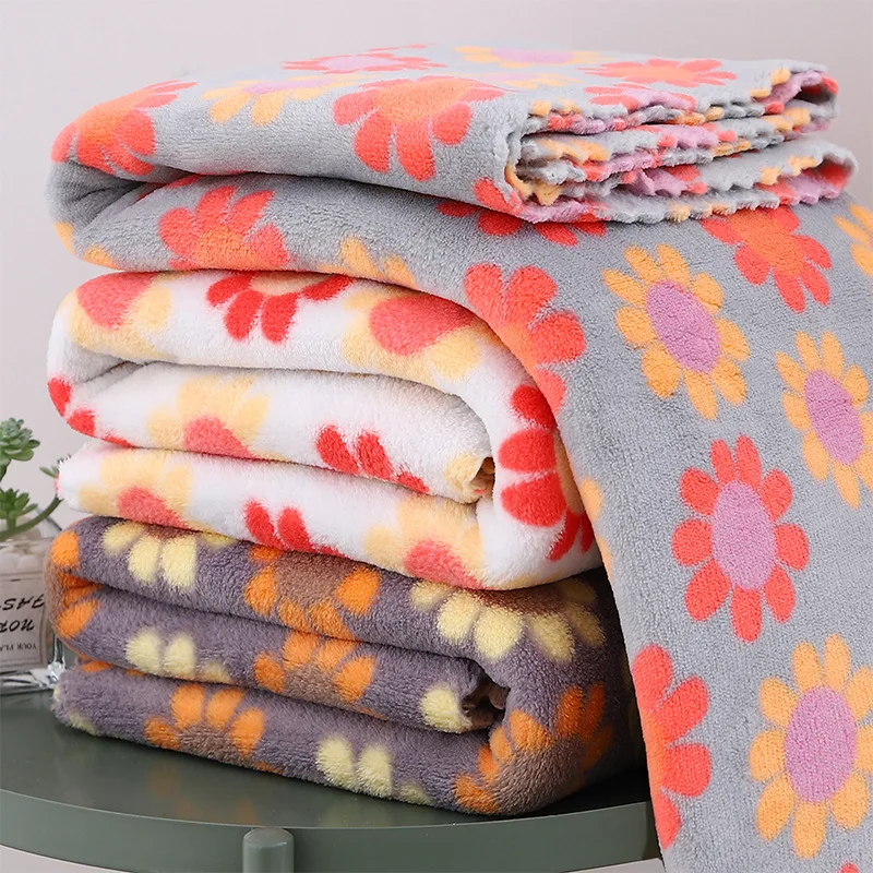 

Coral Velvet Printed Bath Towel Thickened Absorbent Non-Fluffing Sunflower Adult Children Bath Towel