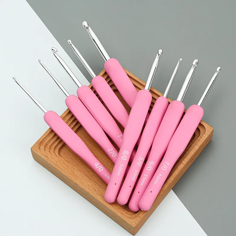 Pink Crochet Hook Handmade Diy Hat Sweater Yarn Knitting Needles Tool Single Head Non Slip Aluminum Soft Handle Crochet Hooks