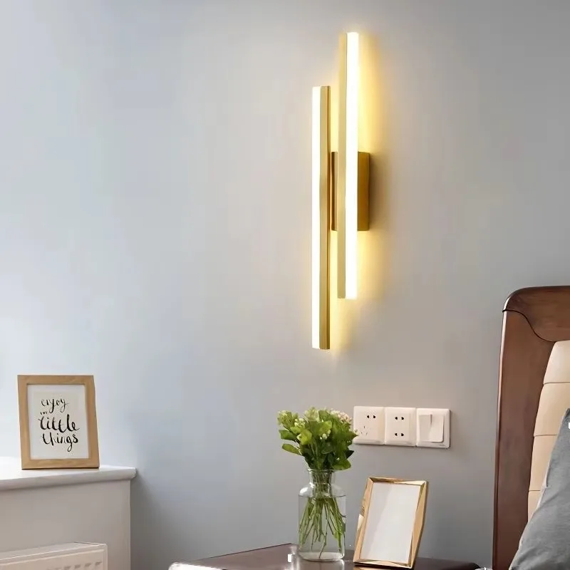 

Modern minimalist Light Emitting Diode wall lamp with warm white iron and PC body for bedroom living room or hallway background