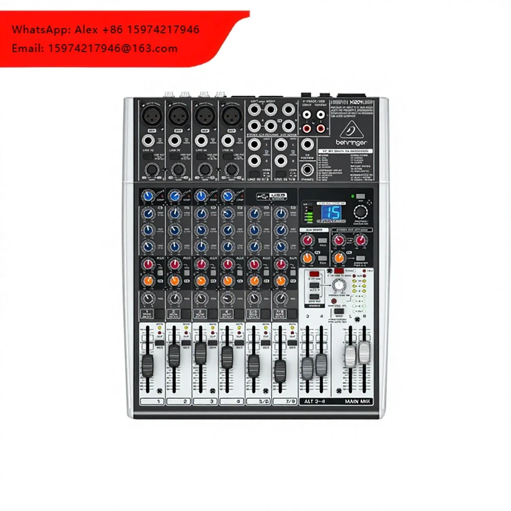 Consola de Mezclas y Tarjeta de Sonido Behringer X1204USB de 8 Canales para Karaoke Profesional y Transmisión en Vivo