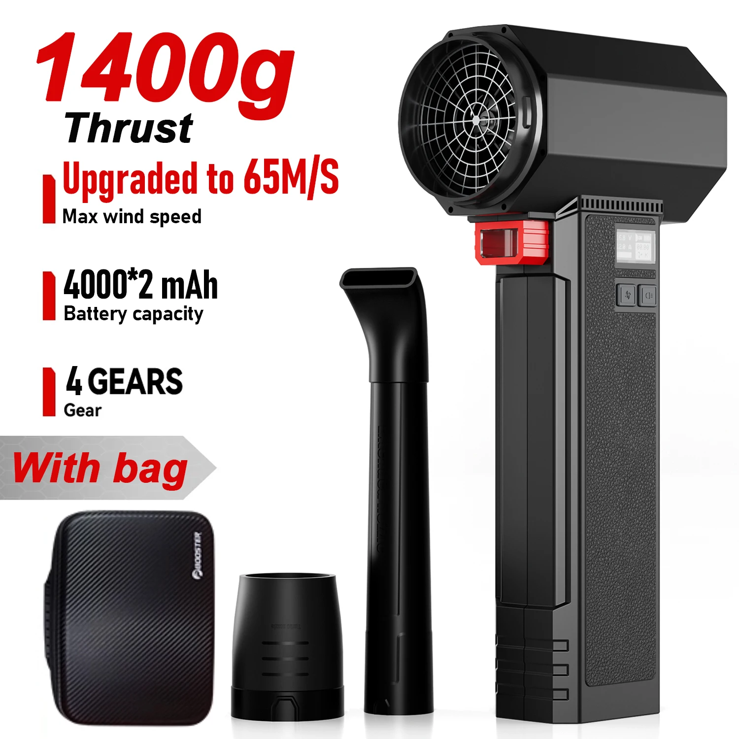 Booster TF64 Luchtblazer Krachtige draagbare turboventilator 64 mm borstelloze motor 1400G Stuwkracht 750 W Krachtige autodroger Bladstof blazen