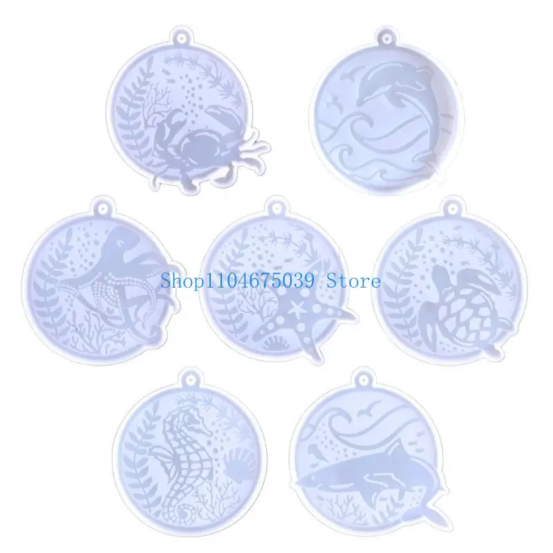 

5asd Marine Animal Keychain Silicone Mold with Hole Keyring Pendant Handmade Mold