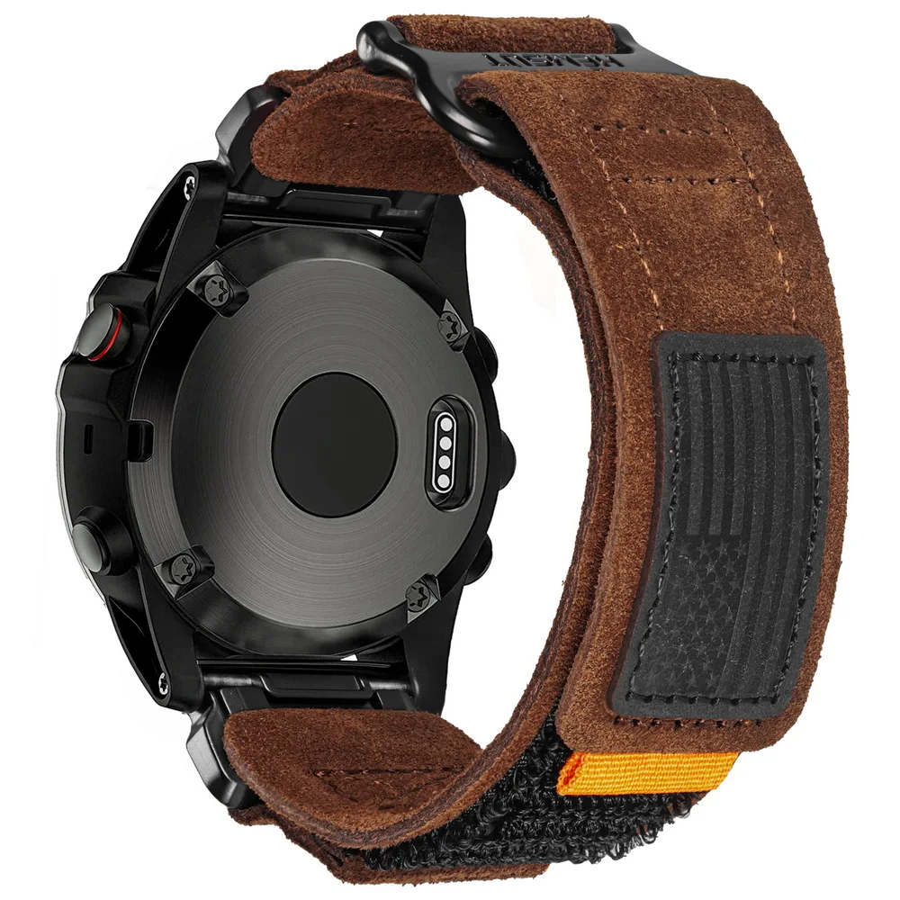 

HEMSUT Watch Band For Garmin Cowhide Quickfit 20 22 26mm Retro Wrist Strap Compatible with Fenix Marq EPIX Instinct Tactix