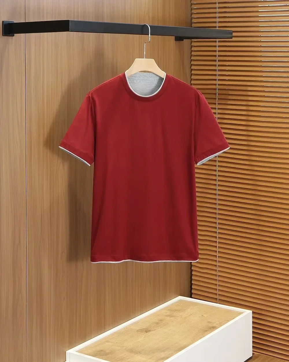 BC Italian old money style embroidered double-layer collar cotton casual short-sleeved T-shirt