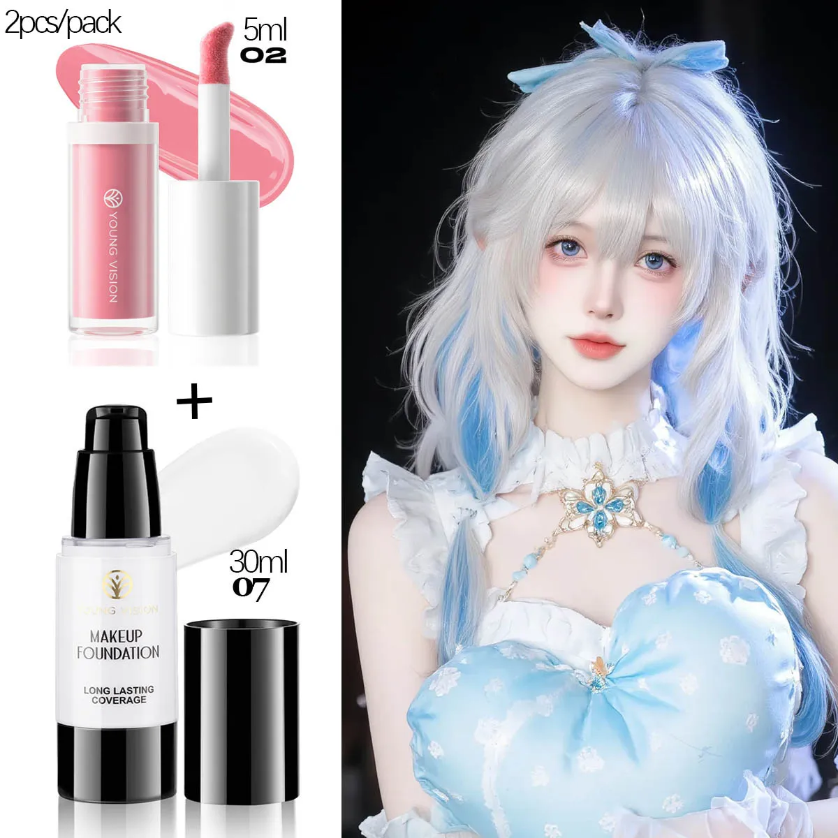 6 color Powder Foundation long-Lasting Waterproof, Moisturing Sweat resistant and easy to open Oil-control concealer