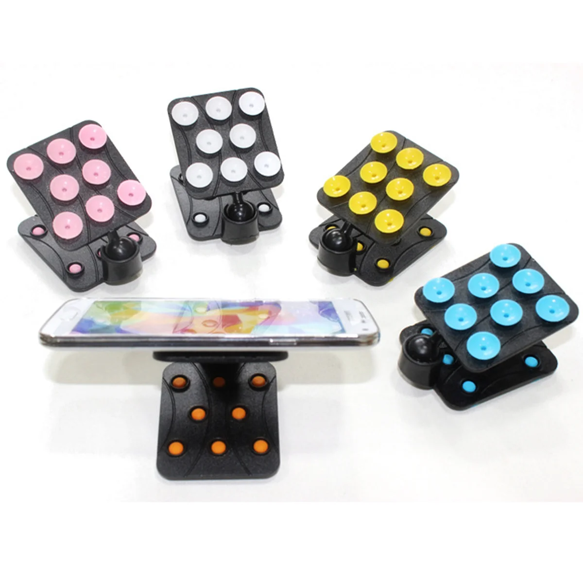 

1Pcs Double-Sided Suction Cup Bracket Car Phone Holder Gecko Foot Design Multicolor Rotatable Mobile Phone Base Car