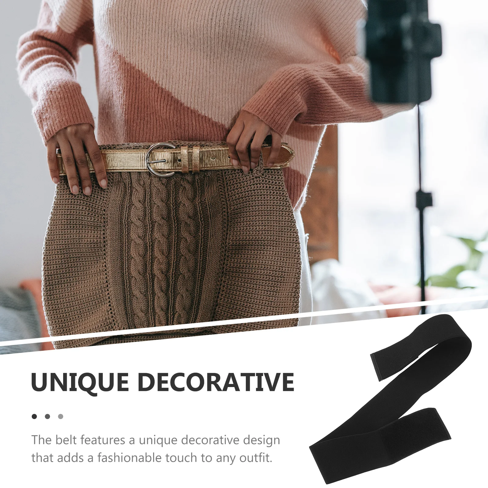 حزام خصر مطاطي أسود قابل للتعديل للنساء، أداة ثنية قميص للسترات، ملابس علوية أنيقة ومريحة