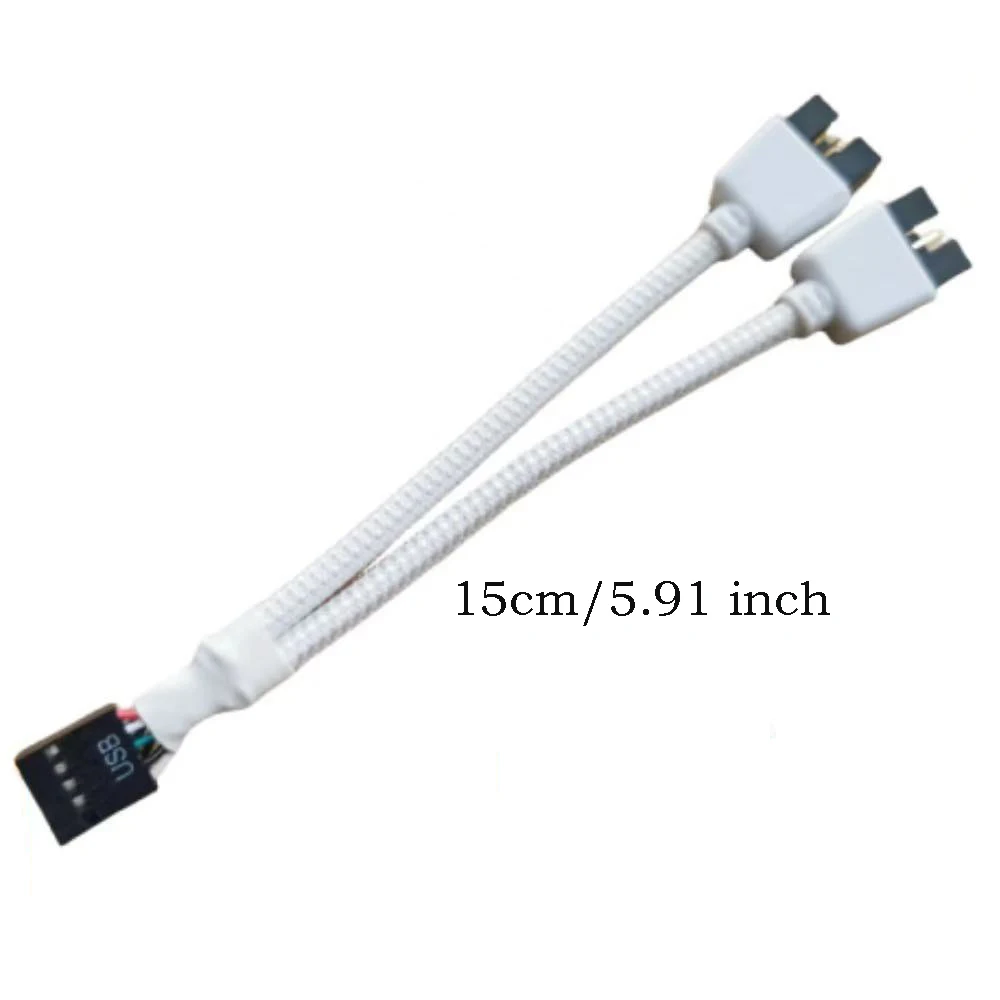 Divisor de Cable USB de 9 pines a doble 9 pines, caja de ordenador, placa base, 1 en 2 salidas, transferencia de datos, escudo trenzado, Cable, HUB, línea de extensión