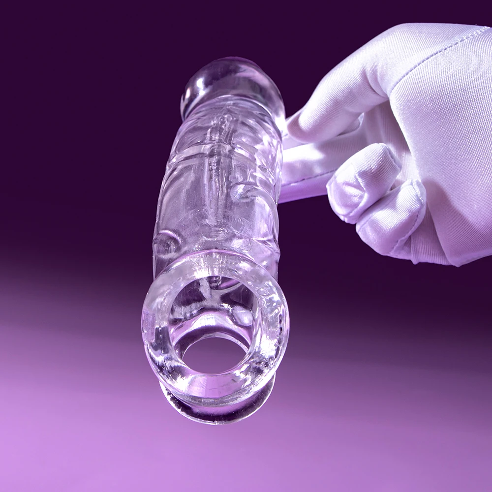 3 Sizes Reusable Condom Penis Clear Sleeve Cock Ring Penis Extender Male Penis Enlarger Durable Adult Sex Toys For Men Women view 3