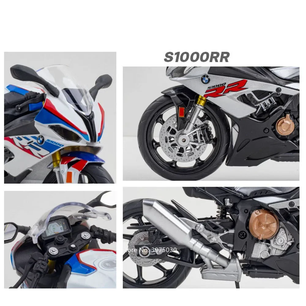 1:12 BMW S1000RR Motorcycle Car Models Toys Rubber Tires Front Wheel Steering Honda CBR1000RR Fire Blade Motorcycles Boys Gifts