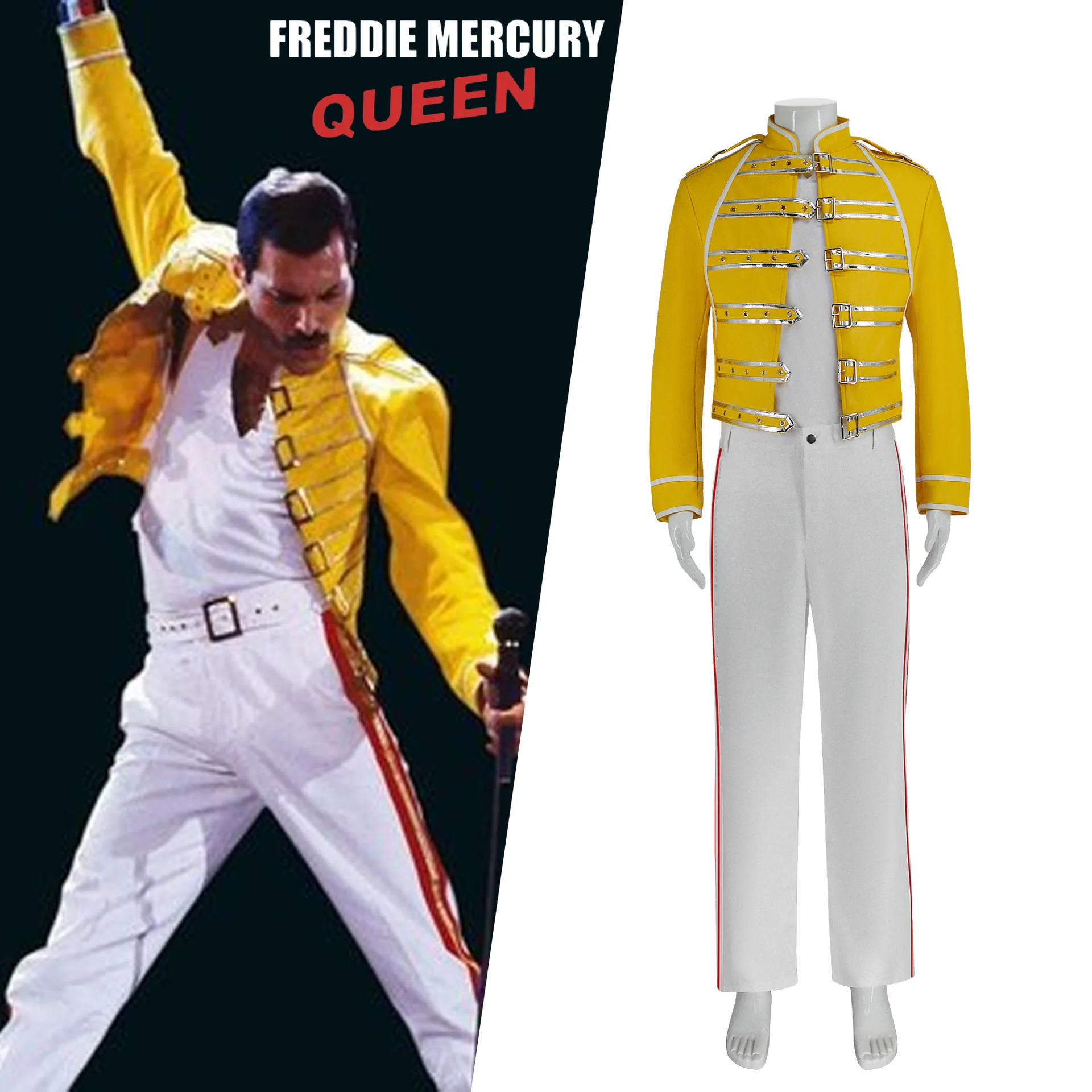 Желтая Куртка Queen Freddie Mercury, Комплект Костюма Для Косплея Для Мужчин — Включает Топ, Брюки И Рубашку