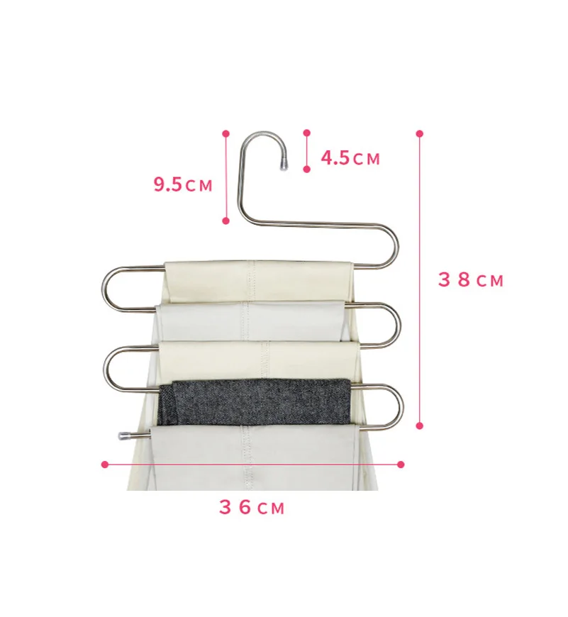 Stainless Steel  5 Layers Clothes Hangers Trouser Rack Multi-Functional Hanger Home Storage Clothes Drying Rack Pants Hanger