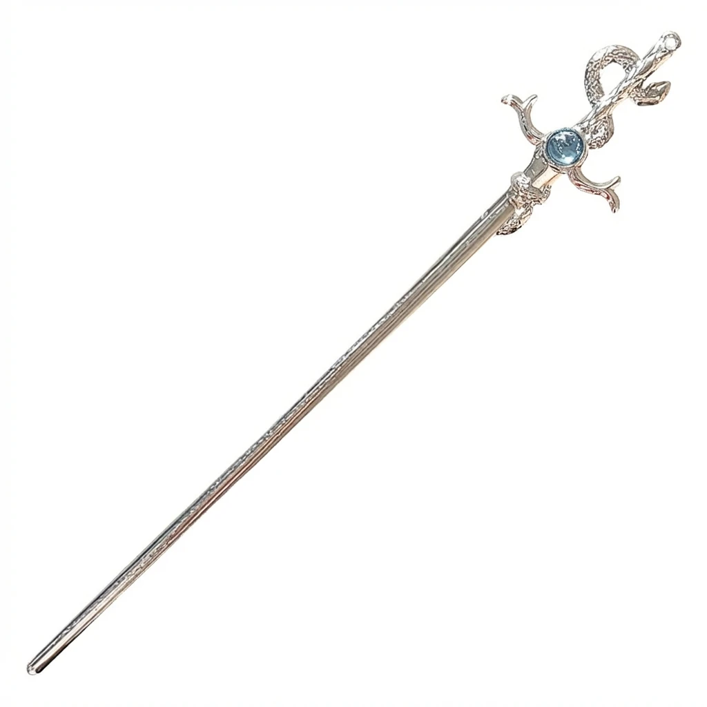 Neue chinesische Schlangenförmige Haarnadel mit Mondsteinen, modische Metall-Hanfu-Haarnadel, Haarstäbchen, Kopfschmuck, Haar-Accessoires, Geschenk – Detail 1