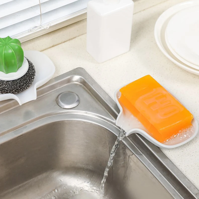 New Soap Box Multifunctional Silicone Soap Dishes Soap Sponge Drain Storage Plate Tray Non-slip Kitchen Bathroom Soap Holder