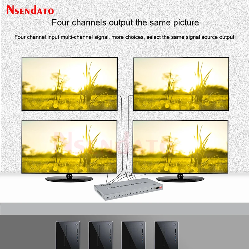 

HDMI True Video Matrix Switch Conmutador 4x4 4K 60Hz 4 in 4 out HDMI Matrix Splitter Switcher With Audio RS232 For PC TV