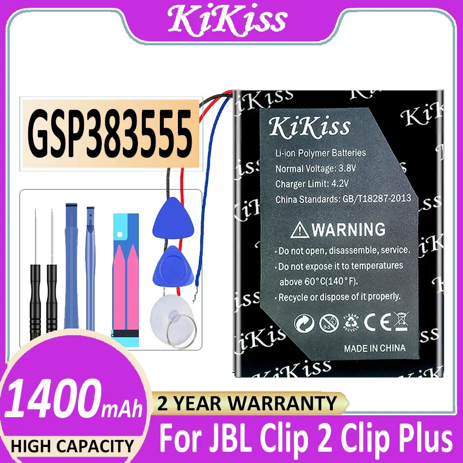 KiKiss Battery GSP383555 1400mAh For JBL Clip 2 Plus 2plus 2 AN CLIP2BLKAM CS056US P04405201 Bateria