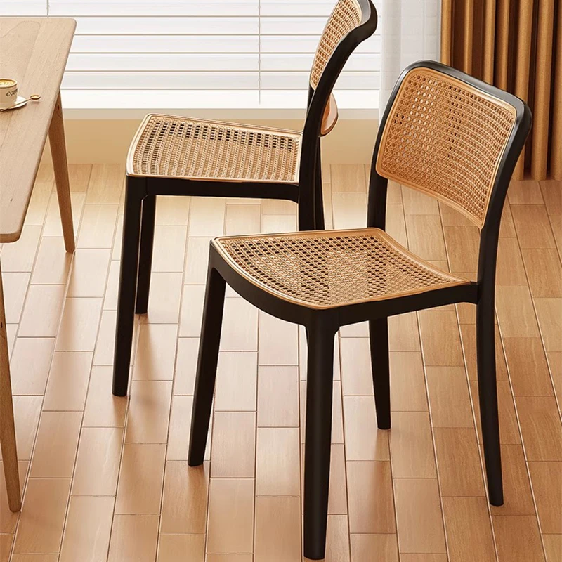 

PE Rattan Ergonomic Dining Chairs Accent Modern Office Computer Dining Chairs Bedroom Design Home Furniture Silla Comedor LLDC