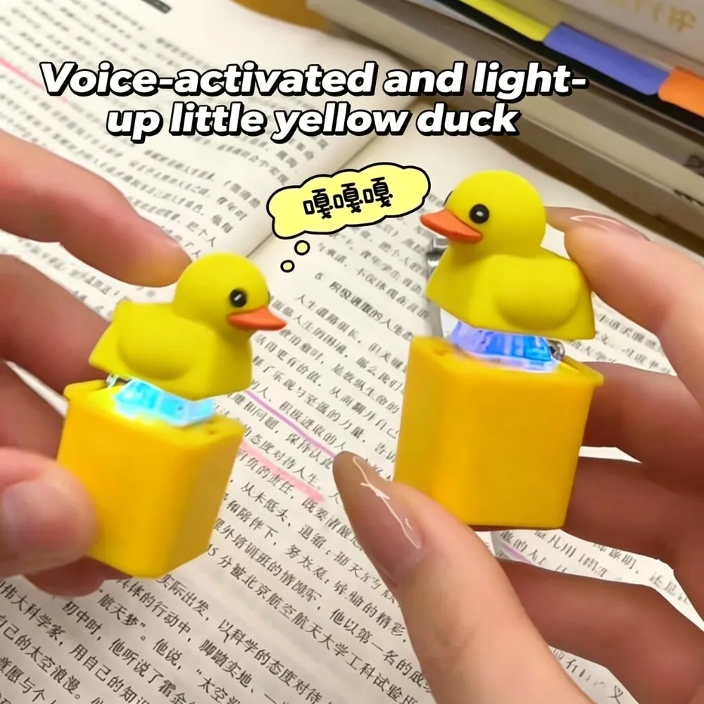 Small Yellow Duck and Frog Keychain, Duck Frog Clicker with LED Light, Adult Stress Relieving and Anxiety Sensing Toy view 4