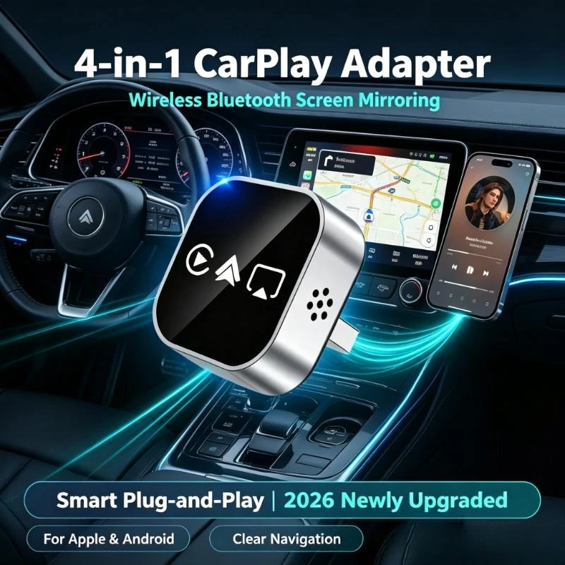 4IN1 Wireless CarPlay Adapter 2026 Upgrade Easy Handling Apple Android Auto Link Mirror Link Car Entertainment Kit