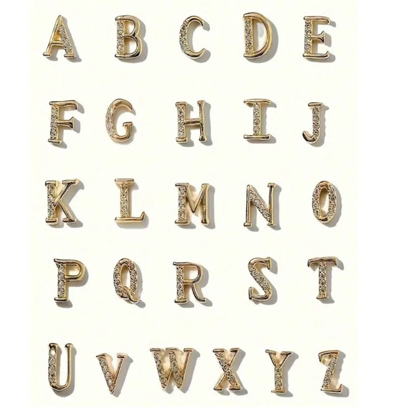 Patch de luxe léger en alliage de lettres strass pour Nail Art, 26 pièces/lot, plein de diamants, accessoires de décoration contractés à faire soi-même