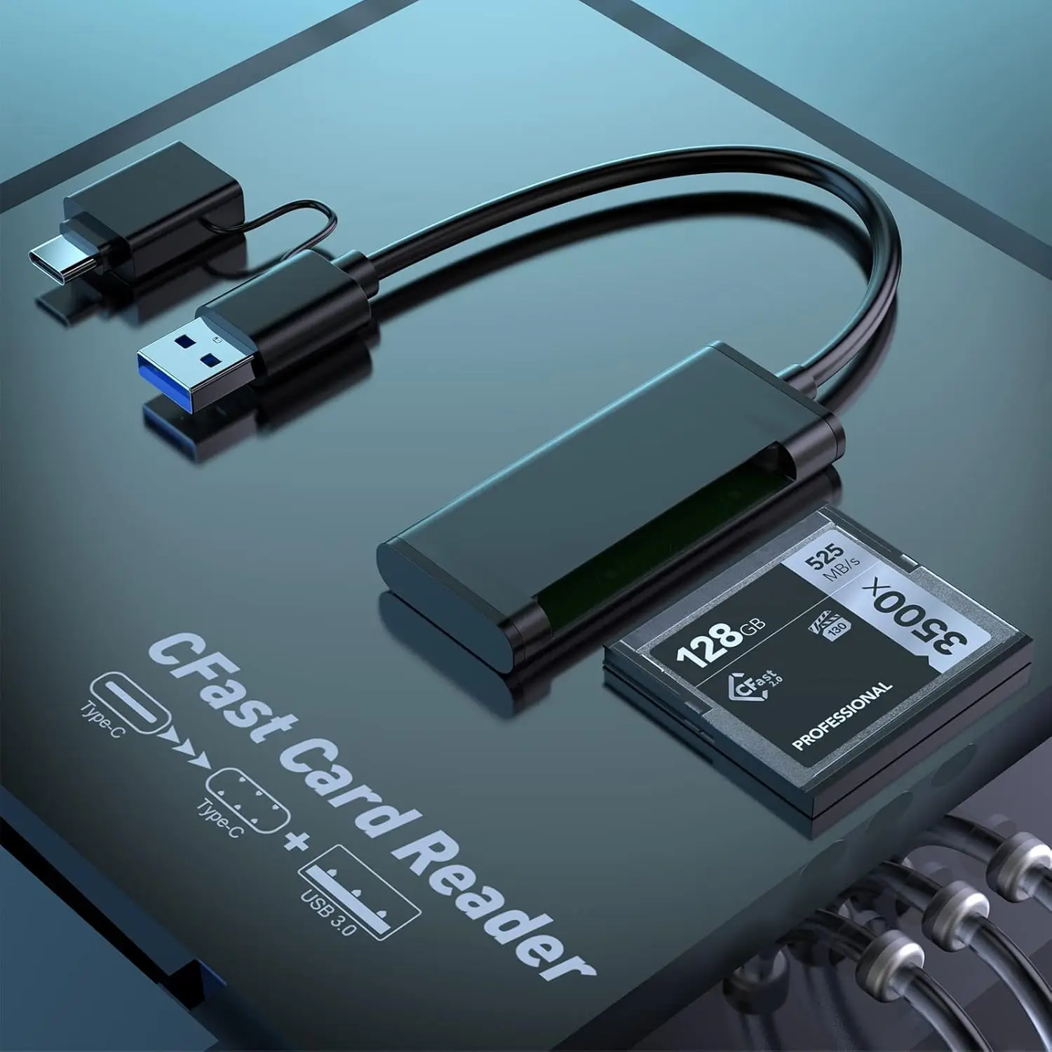 Cfast2.0 Fast Card Reader USB Type C Adapter Cast 2.0 Portable Compatible with SanDisk, Lexar, Sony 5Gbps for Windows/Linux/Mac